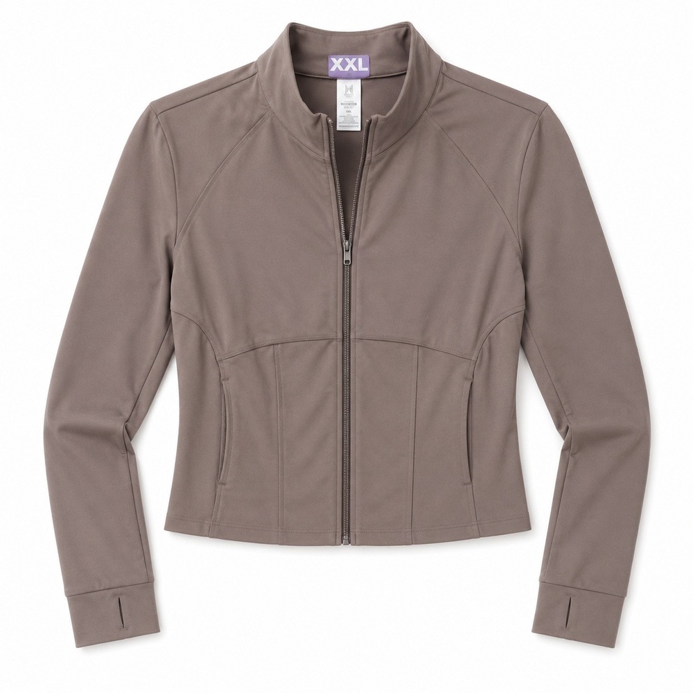 MEMBERS MARK Extra-Warm Jacket Womens XXL Brown 9396849497 Thumbholes Full Zip